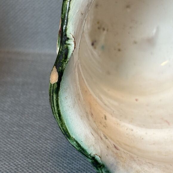 Vintage Italian Hand painted Pottery Planter Floral Etched Ceramic Flower Pot - Picture 6 of 8